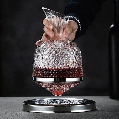 Carafe à vin en cristal rotative à 360° Reevo™ 